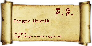 Perger Henrik névjegykártya